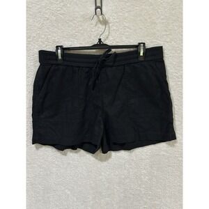NWT J Crew Black Pull On Shorts Linen Blend AX922 Sz Medium Minimalist Preppy
